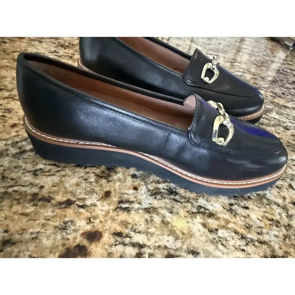 Naturalizer Womens Adiline Bit Leather Black Loafers Shoes 8 W New w/o Box